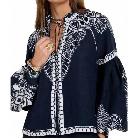 NEW SCARLETT POPPIES sabrina top in navy blue - Picture 2 of 5